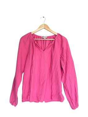 Boden Hot Pink Long-Sleeve Peasant Top